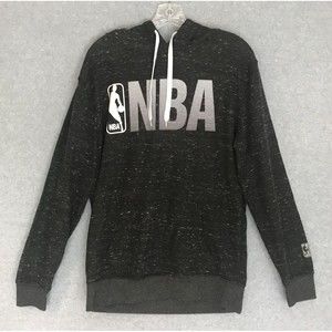 NBA Basketball Logo Hoodie Mens Medium Black Pattern Long Sleeve Sweater License